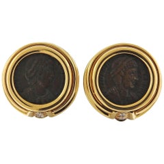 Bvlgari Bulgari Monete Diamond Ancient Coin Gold Earrings