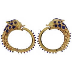 Ruby Enamel Gold Fish Cufflinks 9