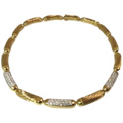 Vintage 18 Karat Yellow Gold and Platinum Diamond Necklace