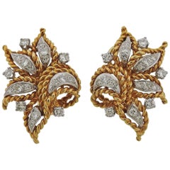 Mid-Century Diamond Gold Earrings