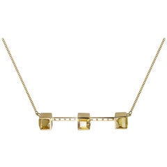 9 Karat Yellow Gold and Citrine and Yellow Sapphires Quadrant Necklace by Kattri