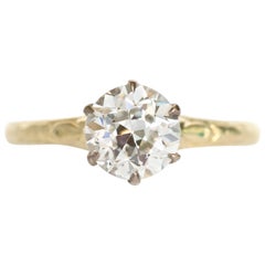 GIA Certified 1.11 Carat 18 Karat Yellow Gold and Platinum Diamond Ring