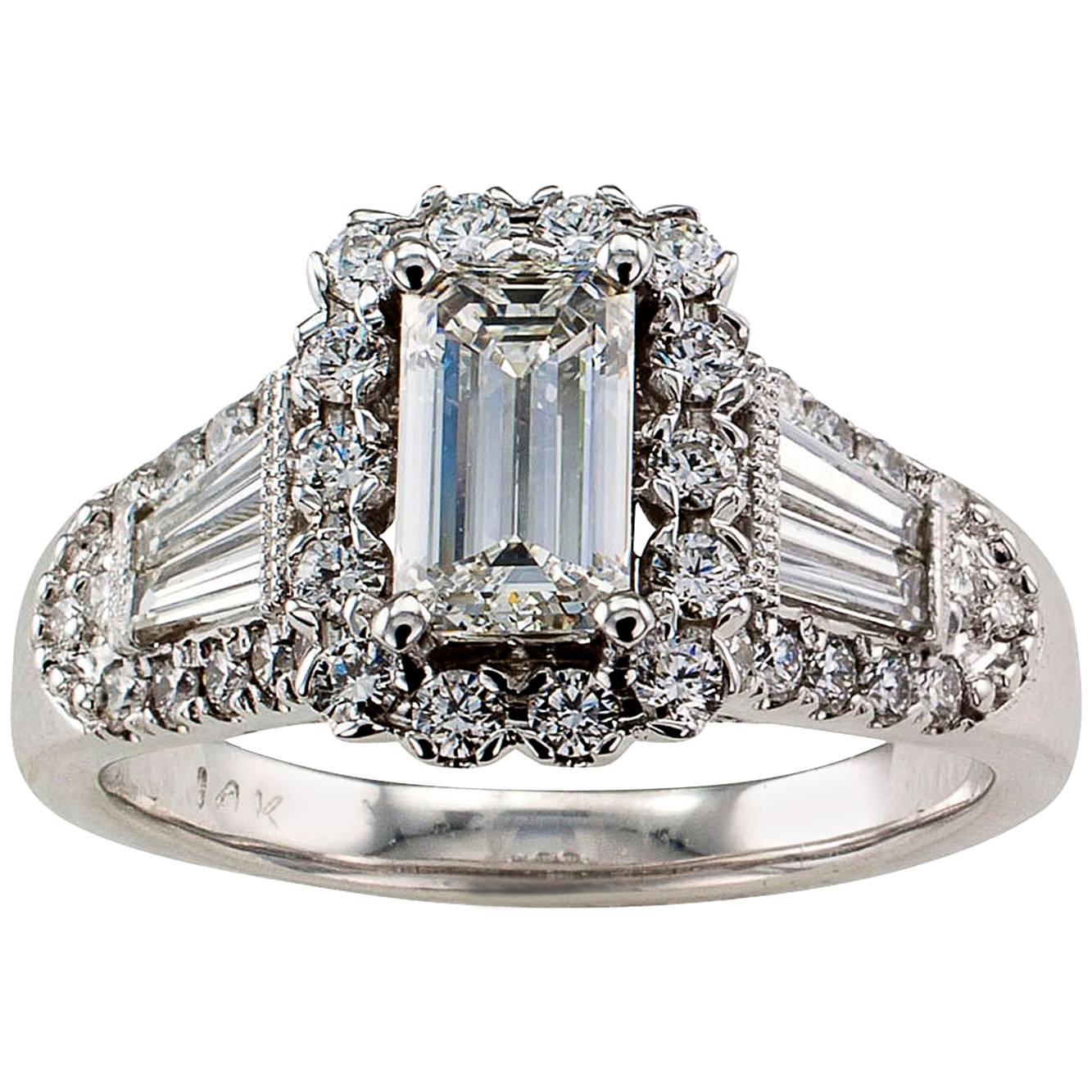 GIA 0.75 Carat Emerald Cut Diamond Engagement Ring