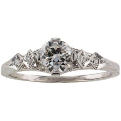 Art Deco 0.47 Carat Diamond White Gold Engagement Ring
