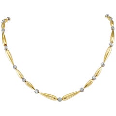 1980s Two-Tone Gold Diamond Collar Necklace