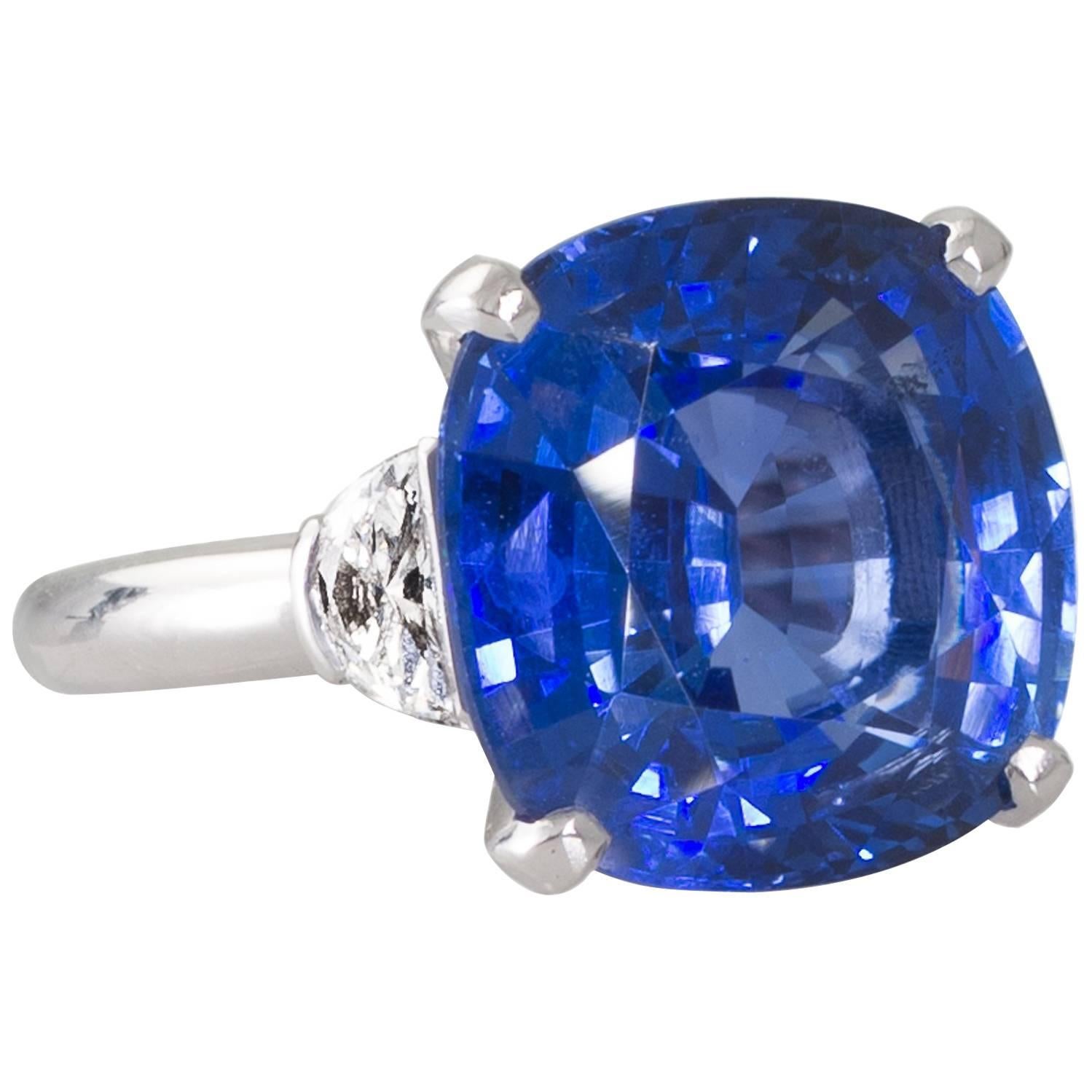 12.01 Carat GRS Certified Ceylon Sapphire Diamond Ring