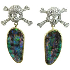 K. Brunini Jewels Australian Opal and Diamond Pirate Earrings 5