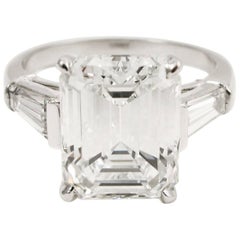 GIA Certified 4.86 Carat Emerald Cut Classic Diamond Platinum Engagement Ring