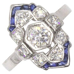 Art Deco Diamond Sapphire Platinum Cocktail Ring