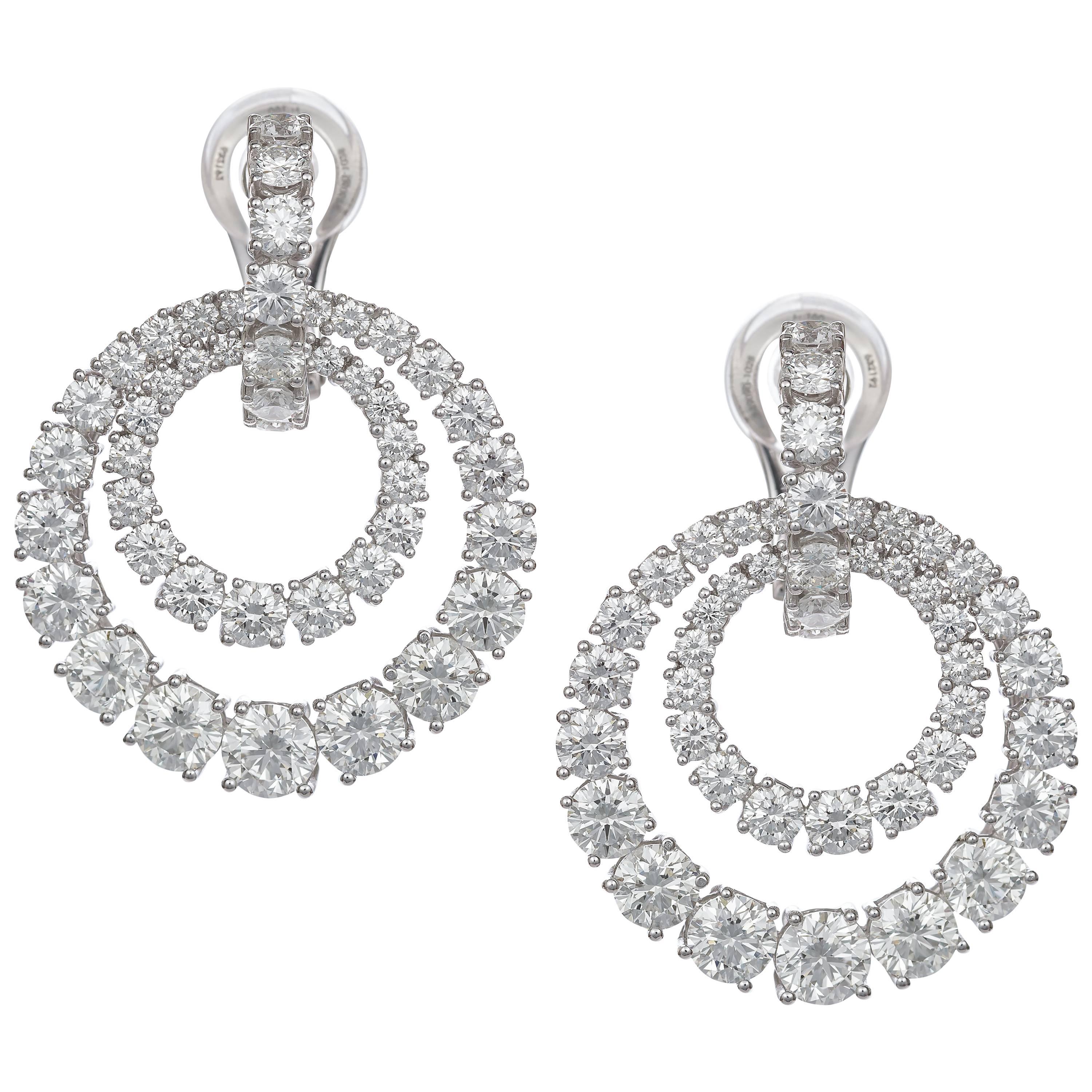 Chopard Diamond Earrings 18k White Gold and 9.40 ct. Round Brilliant Diamonds  For Sale