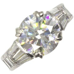 Modern 3.05 Carat Diamond Platinum Engagement Ring GIA Certificate