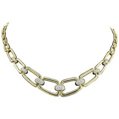 Yellow Gold Graduated Chain Link Diamond Necklace