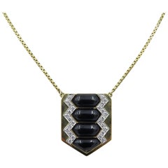 David Webb Black Enamel and Diamond Necklace