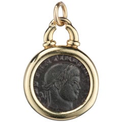 Ancient Roman Coin Charm in 18 Karat Yellow Gold