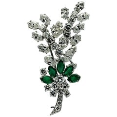 Retro Tiffany & Co. Diamond Emerald Platinum Spray Brooch