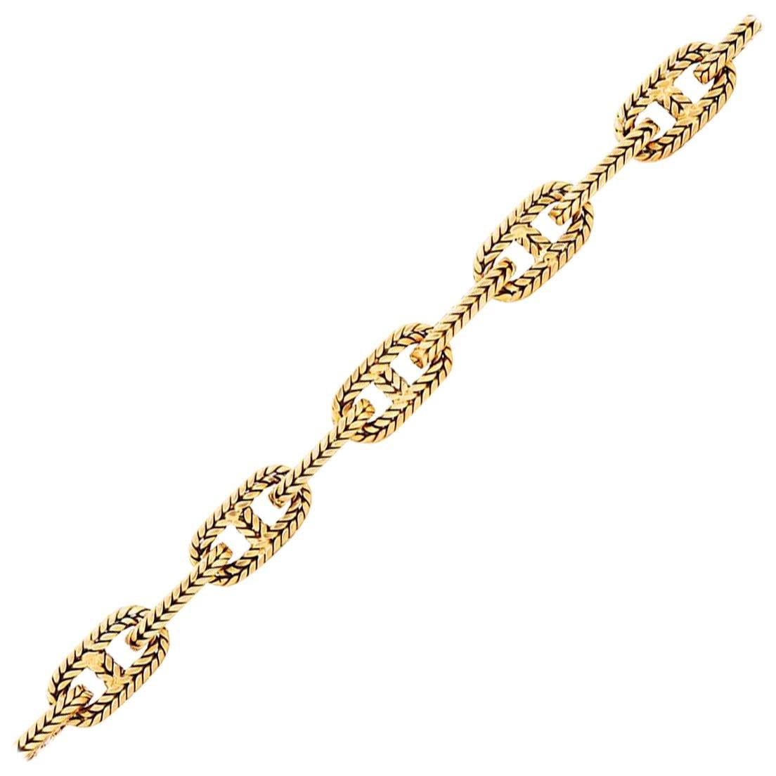 Hermes 18K Yellow Gold Chaine D'Ancre Tresse Bracelet