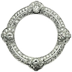 Art Deco Diamond Platinum Circle Brooch/Pin