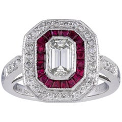 Art Deco-Style Diamond and Ruby Ring