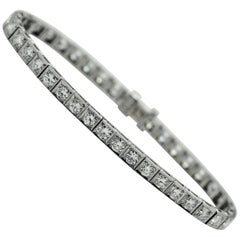 Long Diamond Art Deco Platinum Line Bracelet 5