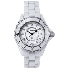 Chanel Ladies White ceramic Diamond Quartz Wristwatch