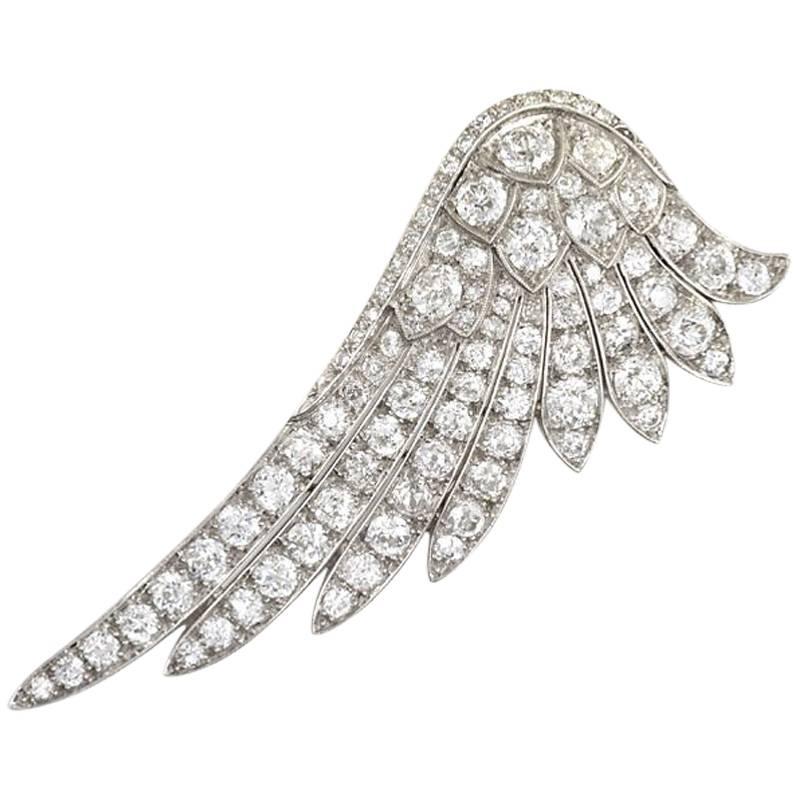 Art Deco Diamond Wing Brooch