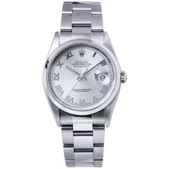 Rolex Stainless Steel Datejust Silvered Dial Automatic Wristwatch