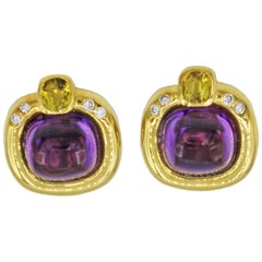 Amethyst & Yellow Sapphire Clip Earrings