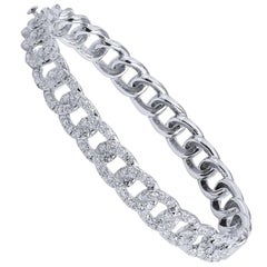 2.79 carat Pave Diamond Chain Link Hinge Lock Bangle Bracelet in 18 karat