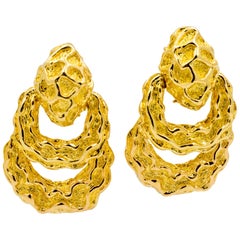 18 Karat Yellow Gold Door Knocker Style Earrings