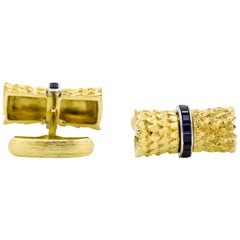 Sapphire and Yellow Gold Cufflinks 6