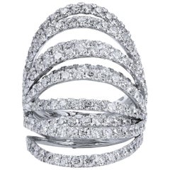 Diamond Fanned Ten Row White Gold Ring