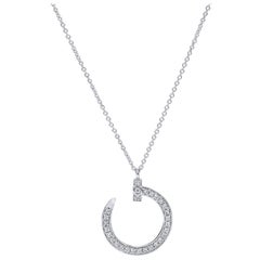 Diamond Curved Nail White Gold Pendant Necklace