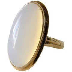 Retro Moonstone Gold Scandinavian Modernist Ring