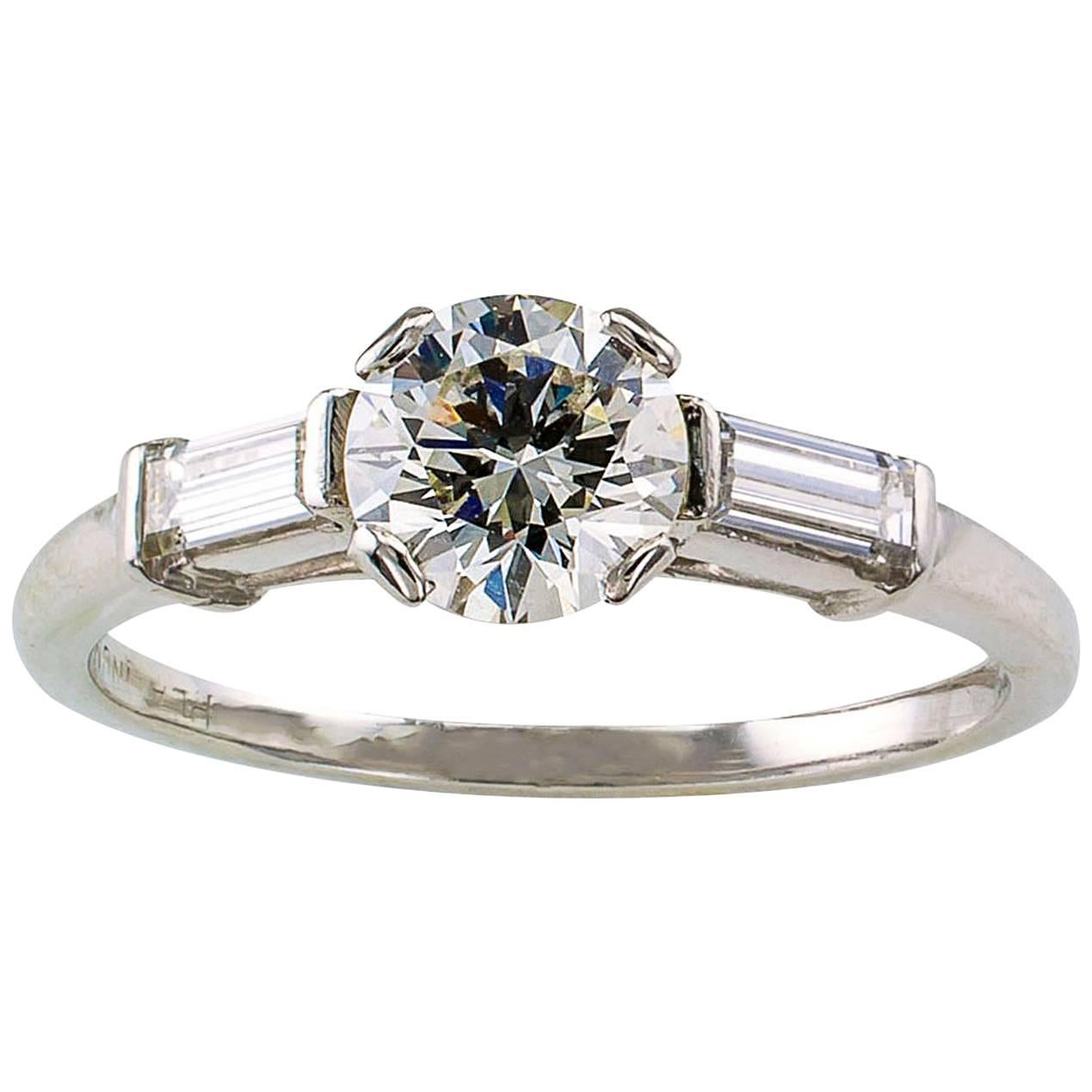 1950s 0.78 Carat Diamond Platinum Engagement Ring