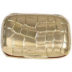 Gold Pill Box with Crocodile Pattern Gold Pill Box with Crocodile Pattern