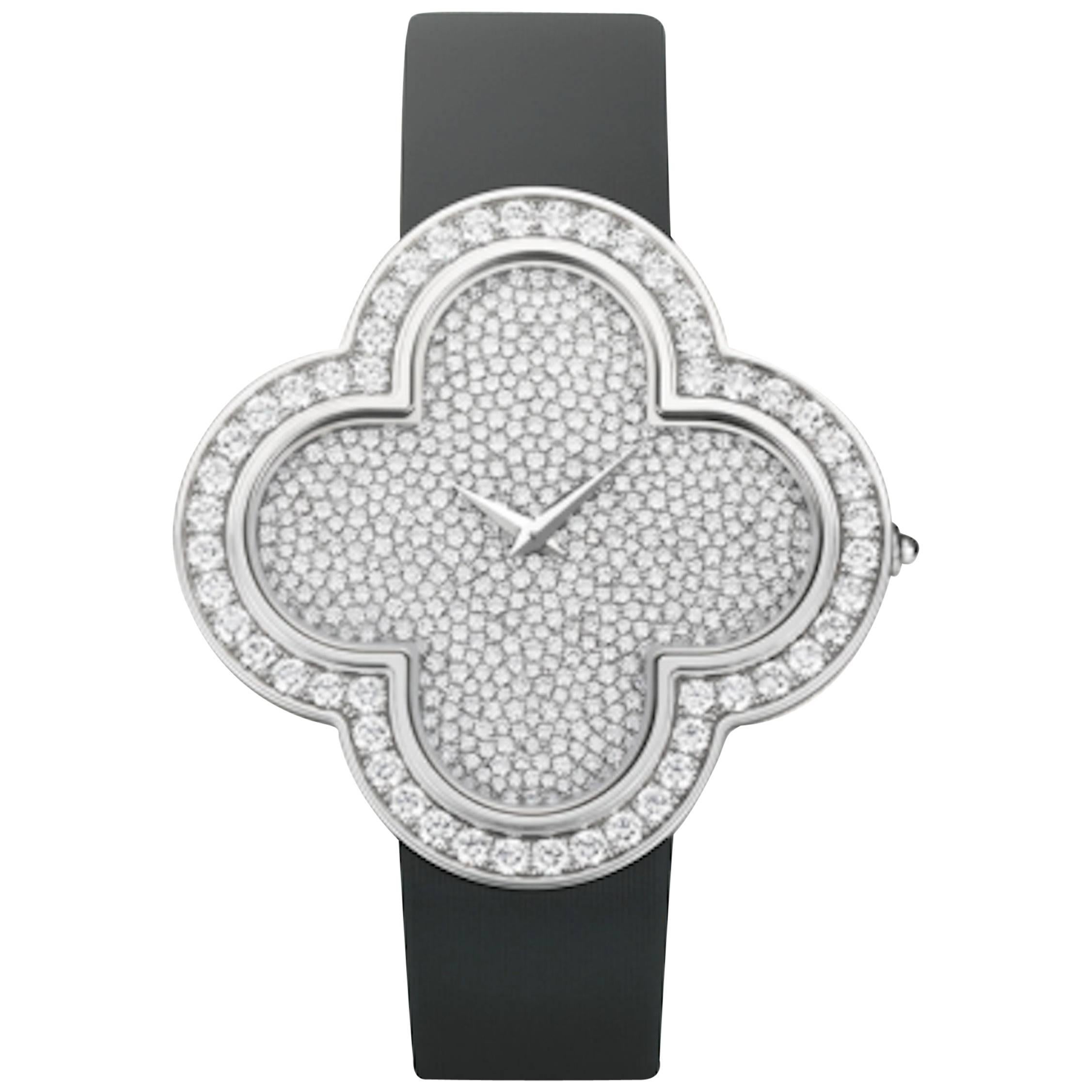 Van Cleef & Arpels ladies White Gold Diamond Alhambra Talisman Quartz Wristwatch