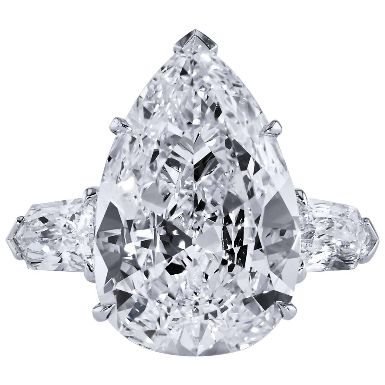 7.01 Carat Pear Cut Diamond Engagement Ring