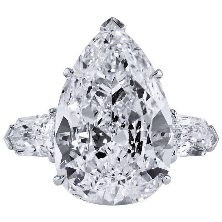 7.01 Carat Pear Cut Diamond Engagement Ring at 1stDibs