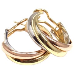 Cartier Medium Size Trinity Hoop Tri-Color Gold Earrings