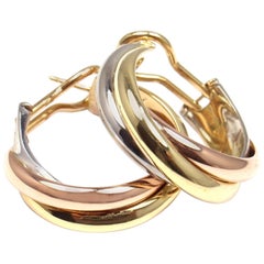 Cartier Medium Size Trinity Hoop Tri-Color Gold Earrings 4