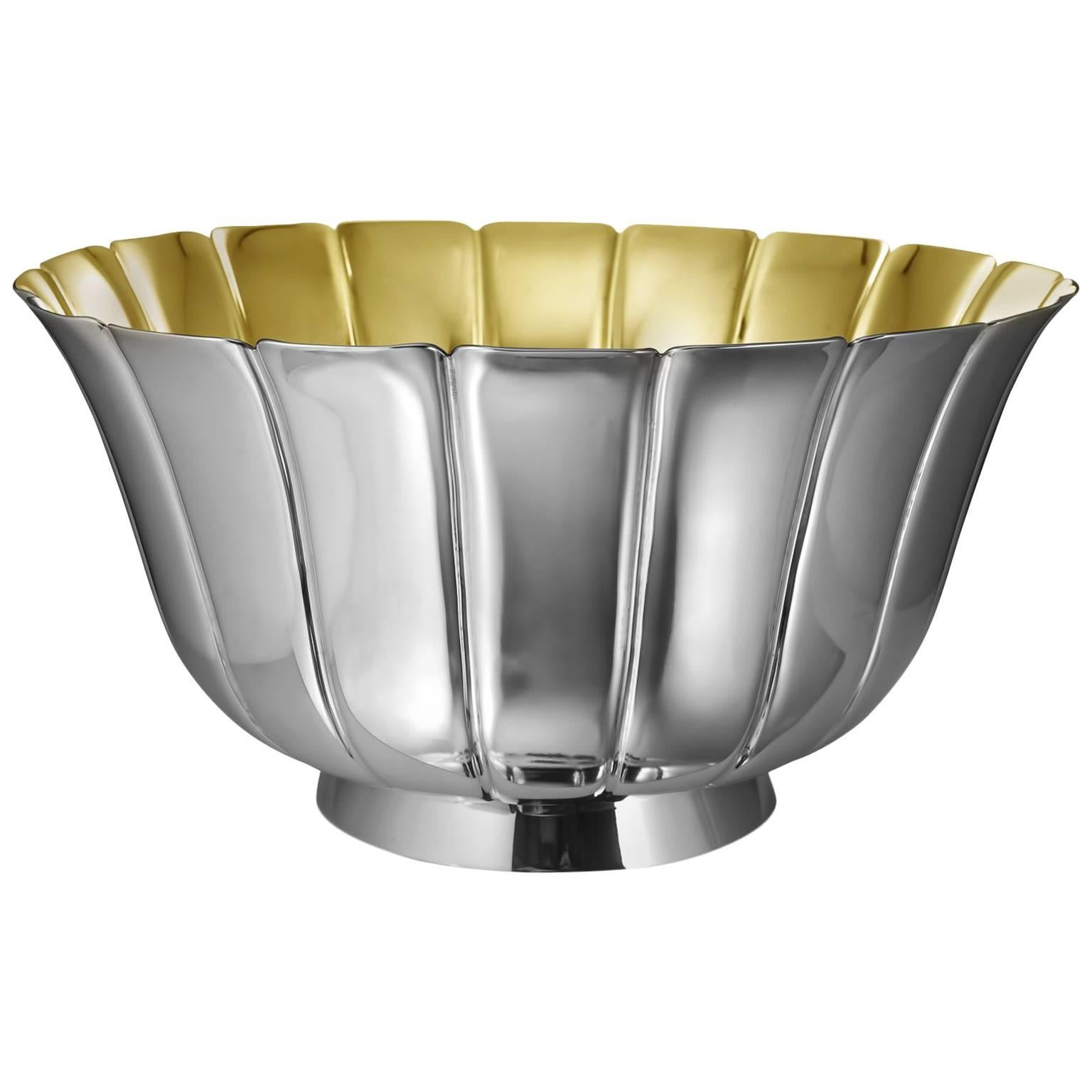Bulgari Vintage Sterling Silver and Vermeil Fluted Bowl