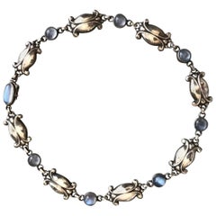 Georg Jensen Vintage Sterling Silver Necklace No. 15 with Moonstones