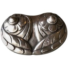 Antique Georg Jensen Early 830 Silver "Owl" Brooch No 44