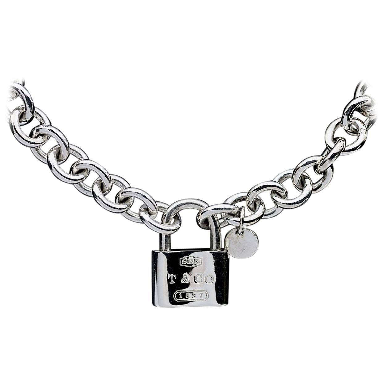 tiffany padlock necklace silver