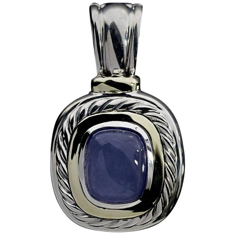 David Yurman Chalcedony Albion Cable Enhancer Silver and Gold Pendant