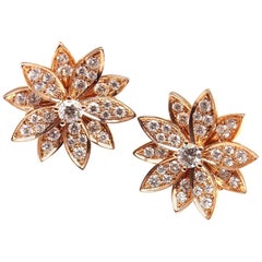 Van Cleef & Arpels Lotus Diamant Blume Rose Gold Ohrringe