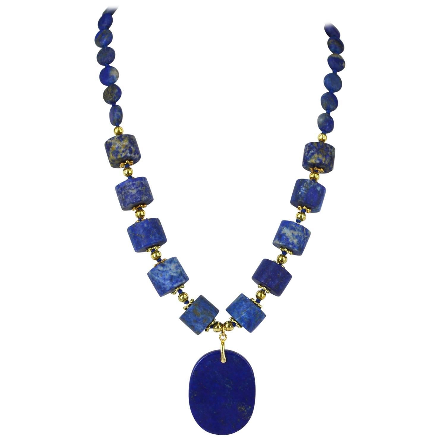 Decadent Jewels Lapis Lazuli Pendant Gold Necklace