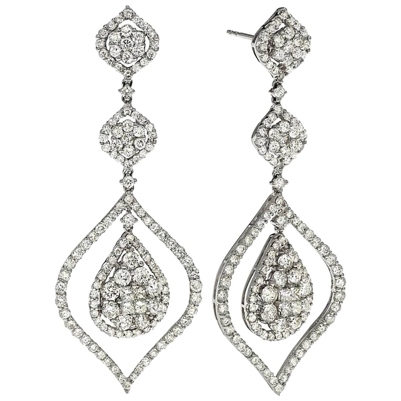 Diamond Gold Dangle Earrings