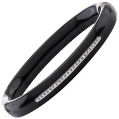 Black Enamel and Sterling Silver Bangle Bracelet