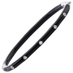 Black Enamel and Sterling Silver Bangle Bracelet 6